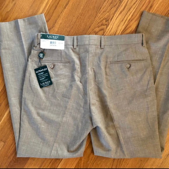 Lauren Ralph Lauren Men's Edgewood Ultraflex Wool Suit Pants Tan 32W x 30L - Picture 4 of 6